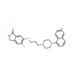 O=C1NCc2cc(F)c(OCCCN3CCN(c4cccc5cc(F)ccc45)CC3)cc21 ZINC000064540138