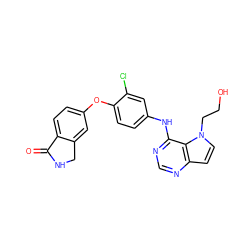 O=C1NCc2cc(Oc3ccc(Nc4ncnc5ccn(CCO)c45)cc3Cl)ccc21 ZINC000084671097