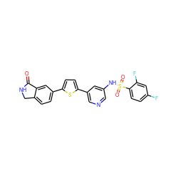 O=C1NCc2ccc(-c3ccc(-c4cncc(NS(=O)(=O)c5ccc(F)cc5F)c4)s3)cc21 ZINC000145389766