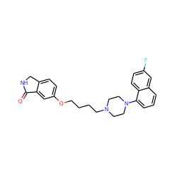 O=C1NCc2ccc(OCCCCN3CCN(c4cccc5cc(F)ccc45)CC3)cc21 ZINC000064539398