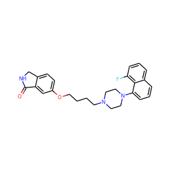 O=C1NCc2ccc(OCCCCN3CCN(c4cccc5cccc(F)c45)CC3)cc21 ZINC000064527772