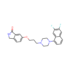 O=C1NCc2ccc(OCCCN3CCN(c4cccc5cc(F)c(F)cc45)CC3)cc21 ZINC000064549374