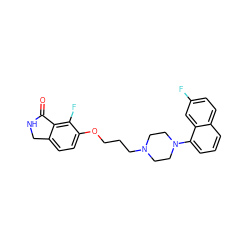 O=C1NCc2ccc(OCCCN3CCN(c4cccc5ccc(F)cc45)CC3)c(F)c21 ZINC000064539551