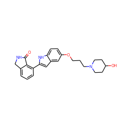 O=C1NCc2cccc(-c3cc4cc(OCCCN5CCC(O)CC5)ccc4[nH]3)c21 ZINC000040949518