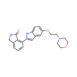 O=C1NCc2cccc(-c3cc4cc(OCCN5CCOCC5)ccc4[nH]3)c21 ZINC000040421714