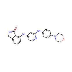 O=C1NCc2cccc(Nc3ccnc(Nc4ccc(N5CCOCC5)cc4)c3)c21 ZINC000169322415