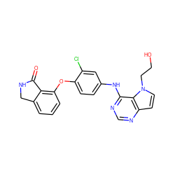 O=C1NCc2cccc(Oc3ccc(Nc4ncnc5ccn(CCO)c45)cc3Cl)c21 ZINC000084669887