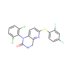 O=C1NCc2nc(Sc3ccc(F)cc3F)ccc2N1c1c(Cl)cccc1Cl ZINC000013587238