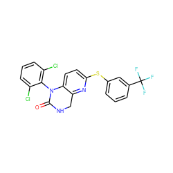 O=C1NCc2nc(Sc3cccc(C(F)(F)F)c3)ccc2N1c1c(Cl)cccc1Cl ZINC000013587254