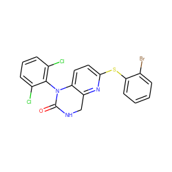 O=C1NCc2nc(Sc3ccccc3Br)ccc2N1c1c(Cl)cccc1Cl ZINC000013587242