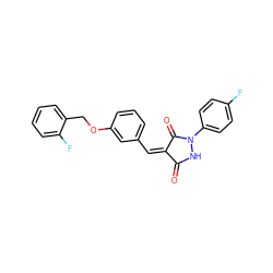 O=C1NN(c2ccc(F)cc2)C(=O)/C1=C\c1cccc(OCc2ccccc2F)c1 ZINC000000680532