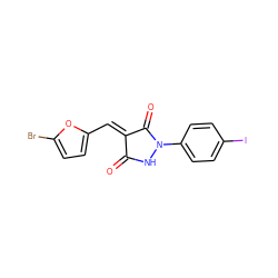 O=C1NN(c2ccc(I)cc2)C(=O)/C1=C/c1ccc(Br)o1 ZINC000116968574