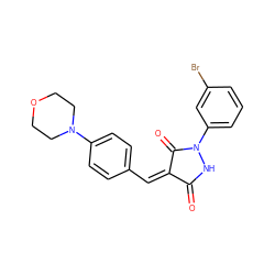 O=C1NN(c2cccc(Br)c2)C(=O)/C1=C\c1ccc(N2CCOCC2)cc1 ZINC000008672957