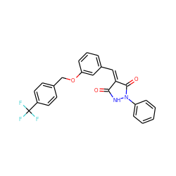 O=C1NN(c2ccccc2)C(=O)/C1=C/c1cccc(OCc2ccc(C(F)(F)F)cc2)c1 ZINC000040938184