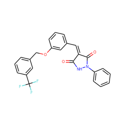 O=C1NN(c2ccccc2)C(=O)/C1=C/c1cccc(OCc2cccc(C(F)(F)F)c2)c1 ZINC000040413504