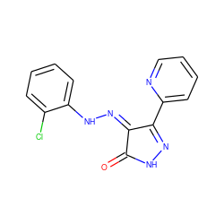 O=C1NN=C(c2ccccn2)/C1=N/Nc1ccccc1Cl ZINC000049033427