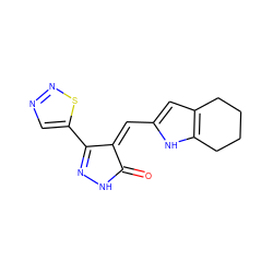 O=C1NN=C(c2cnns2)/C1=C/c1cc2c([nH]1)CCCC2 ZINC000028955386