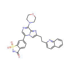 O=C1NS(=O)(=O)c2cc(-c3cnc(N4CCOCC4)c4nc(CCc5ccc6ccccc6n5)cn34)ccc21 ZINC000222027792