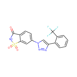 O=C1NS(=O)(=O)c2cc(-n3cc(-c4ccccc4C(F)(F)F)nn3)ccc21 ZINC000169309503