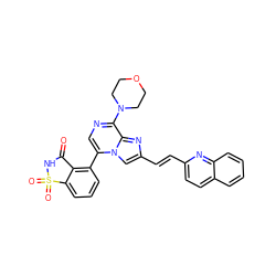 O=C1NS(=O)(=O)c2cccc(-c3cnc(N4CCOCC4)c4nc(/C=C/c5ccc6ccccc6n5)cn34)c21 ZINC001772649218