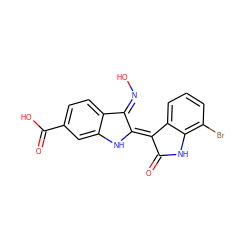 O=C1Nc2c(Br)cccc2/C1=C1/Nc2cc(C(=O)O)ccc2/C1=N\O ZINC000101658859