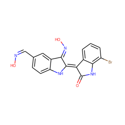 O=C1Nc2c(Br)cccc2/C1=C1/Nc2ccc(/C=N\O)cc2/C1=N\O ZINC000101658904