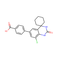 O=C1Nc2c(Cl)cc(-c3ccc(C(=O)O)cc3)cc2C2(CCCCC2)N1 ZINC000008379230