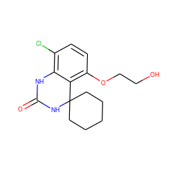 O=C1Nc2c(Cl)ccc(OCCO)c2C2(CCCCC2)N1 ZINC000028379662