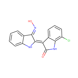 O=C1Nc2c(Cl)cccc2/C1=C1/Nc2ccccc2/C1=N\O ZINC000169347602