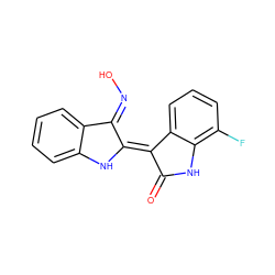 O=C1Nc2c(F)cccc2/C1=C1/Nc2ccccc2/C1=N\O ZINC000169347603