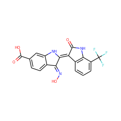 O=C1Nc2c(cccc2C(F)(F)F)/C1=C1/Nc2cc(C(=O)O)ccc2/C1=N\O ZINC000101658861