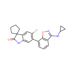 O=C1Nc2cc(-c3cccc4c(NC5CC5)noc34)c(Cl)cc2C12CCCC2 ZINC000073196226