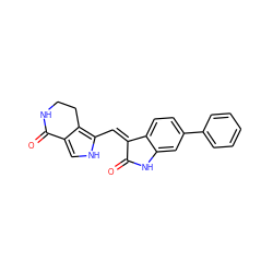 O=C1Nc2cc(-c3ccccc3)ccc2/C1=C/c1[nH]cc2c1CCNC2=O ZINC000012355014