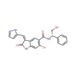 O=C1Nc2cc(Br)c(C(=O)N[C@H](CO)c3ccccc3)cc2/C1=C/c1ccc[nH]1 ZINC001772623946