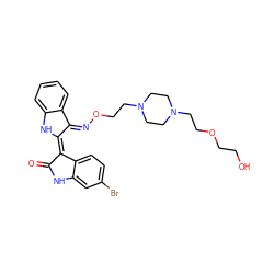 O=C1Nc2cc(Br)ccc2/C1=C1/Nc2ccccc2/C1=N\OCCN1CCN(CCOCCO)CC1 ZINC000049881451