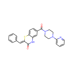 O=C1Nc2cc(C(=O)N3CCN(c4ccccn4)CC3)ccc2S/C1=C\c1ccccc1 ZINC000003064124