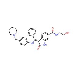 O=C1Nc2cc(C(=O)NCCO)ccc2/C1=C(/Nc1ccc(CN2CCCCC2)cc1)c1ccccc1 ZINC000064528053