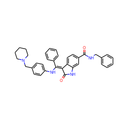 O=C1Nc2cc(C(=O)NCc3ccccc3)ccc2/C1=C(/Nc1ccc(CN2CCCCC2)cc1)c1ccccc1 ZINC000101372808