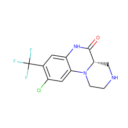 O=C1Nc2cc(C(F)(F)F)c(Cl)cc2N2CCNC[C@@H]12 ZINC000026144695