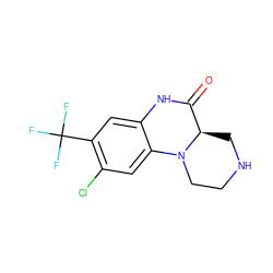 O=C1Nc2cc(C(F)(F)F)c(Cl)cc2N2CCNC[C@H]12 ZINC000026144702