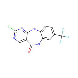 O=C1Nc2cc(C(F)(F)F)ccc2Nc2nc(Cl)ncc21 ZINC000299838815