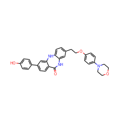 O=C1Nc2cc(CCOc3ccc(N4CCOCC4)cc3)ccc2Nc2cc(-c3ccc(O)cc3)ccc21 ZINC000043019973