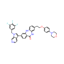 O=C1Nc2cc(CCOc3ccc(N4CCOCC4)cc3)ccc2Nc2cc(-c3cn(Cc4cc(F)c(F)c(F)c4)c4cnccc34)ccc21 ZINC000063298575