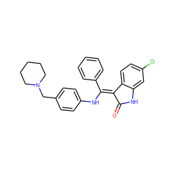 O=C1Nc2cc(Cl)ccc2/C1=C(/Nc1ccc(CN2CCCCC2)cc1)c1ccccc1 ZINC000040428761