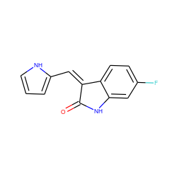 O=C1Nc2cc(F)ccc2/C1=C/c1ccc[nH]1 ZINC000034416496