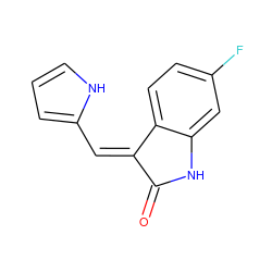 O=C1Nc2cc(F)ccc2/C1=C\c1ccc[nH]1 ZINC000038147099