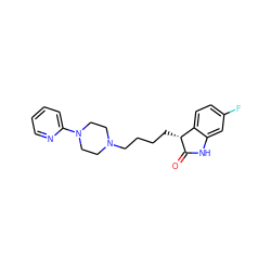 O=C1Nc2cc(F)ccc2[C@H]1CCCCN1CCN(c2ccccn2)CC1 ZINC000035900535