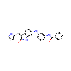 O=C1Nc2cc(Nc3cccc(NC(=O)c4ccccc4)c3)ccc2/C1=C/c1ccc[nH]1 ZINC000084710344