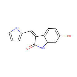 O=C1Nc2cc(O)ccc2/C1=C/c1ccc[nH]1 ZINC000014962788