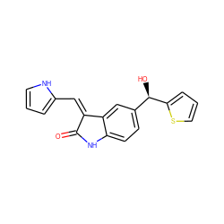 O=C1Nc2ccc([C@@H](O)c3cccs3)cc2/C1=C/c1ccc[nH]1 ZINC000013538888